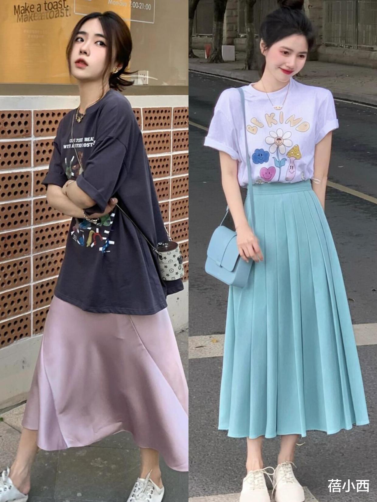 夏天建议多穿“半身裙”，搭配t恤时髦洋气，搭配衬衫大方优雅