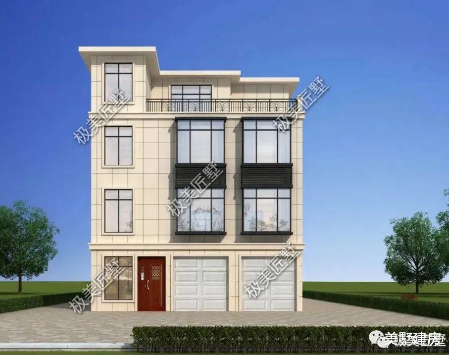 别墅|一侧无窗，前后大量开窗的四层带双车库平顶别墅，谁能想到还内置电梯！