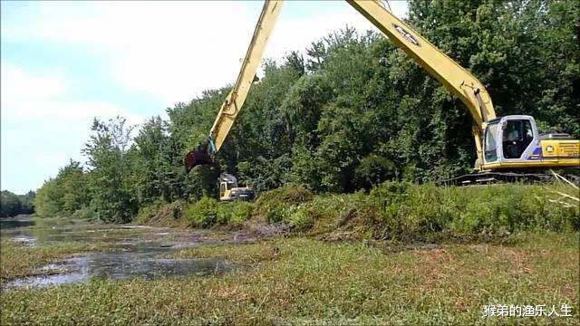 挖掘机|釜底抽薪？河道清理水草，大量鱼卵被无情抹杀，钓鱼人看了都心疼