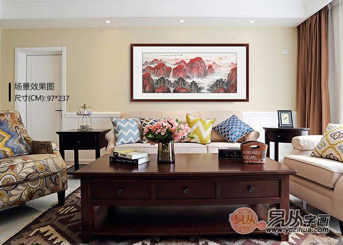 沙发背景墙装饰画怎么选 吉祥山水画让您人财两旺