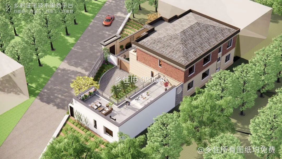 乡村住宅免费图纸北京密云二层新中式别墅土建85万面宽16m进深12m