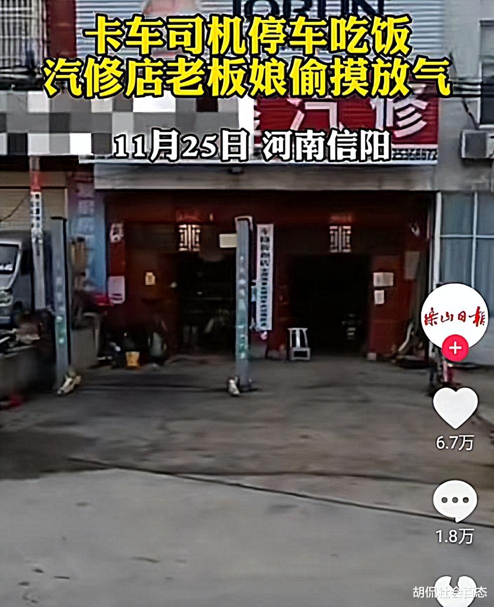 司机停车吃饭,汽修店老板娘偷放胎气,老板娘:你不花钱,走不了