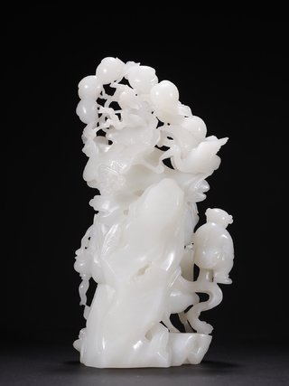 和田玉籽料|旧藏·和田玉籽料送子观音大摆件