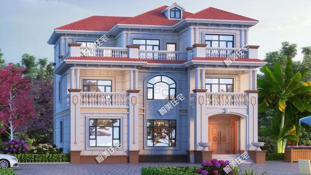 六栋带堂屋设计的简欧别墅，大门不居中放，都是农村建房的方向标