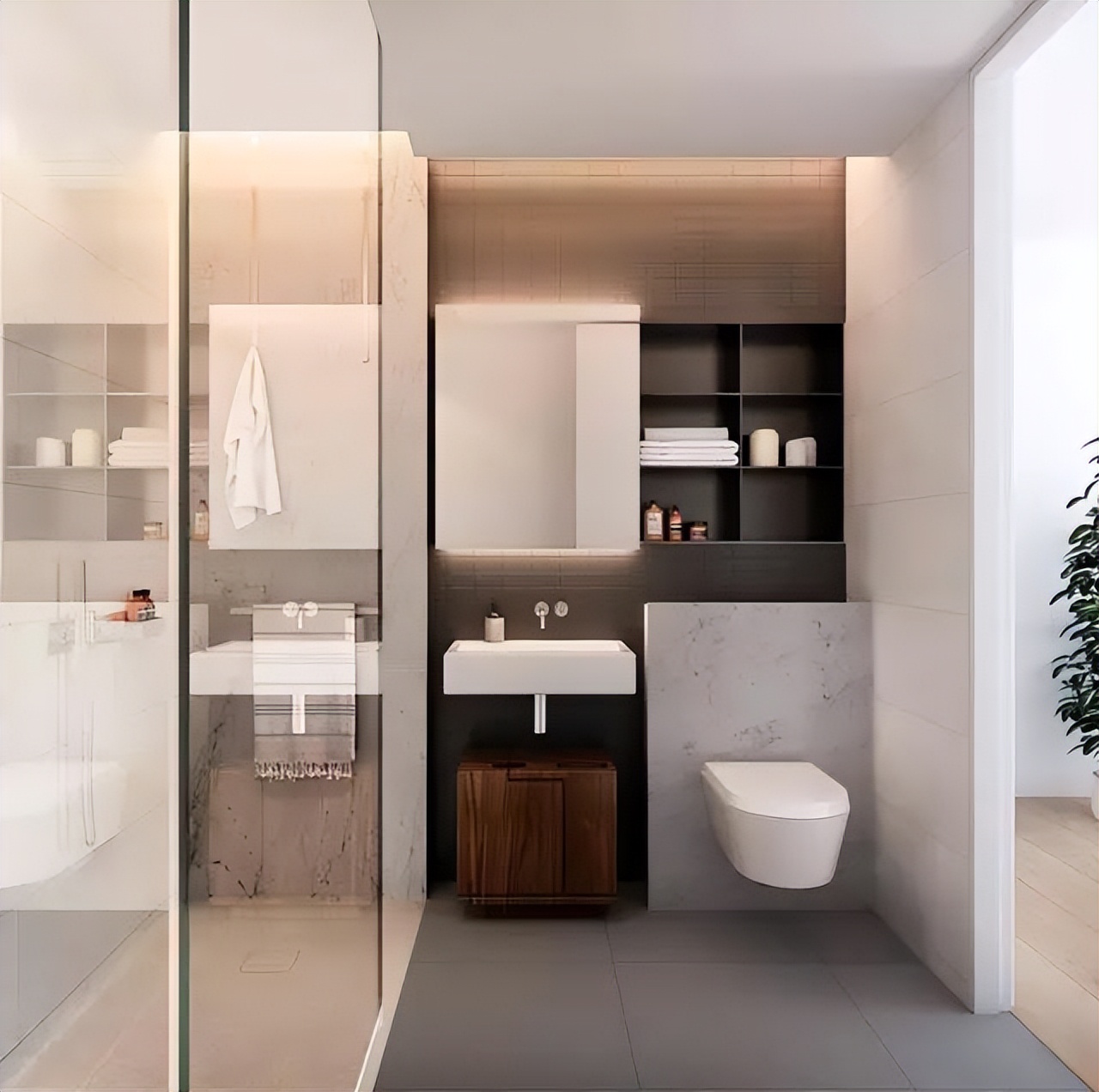 卫生间面积有限,一定要利用好每一个角落,马桶上方也别浪费