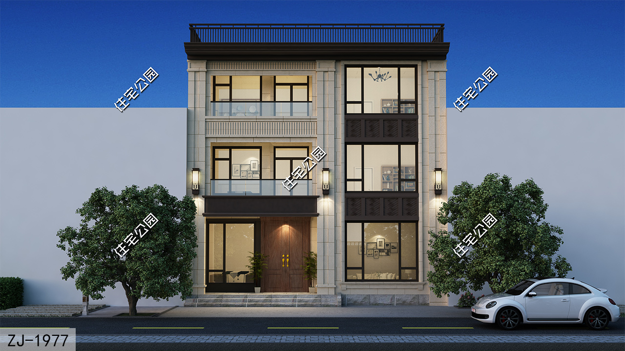 土灶+多朝南卧室,10×12米三层新中式,西墙靠近邻居做无窗设计