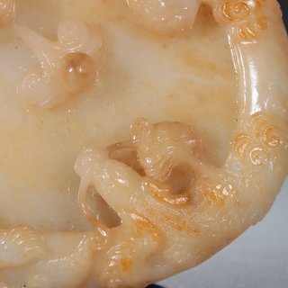 文房|清代-和田玉籽料双龙戏珠文房笔洗