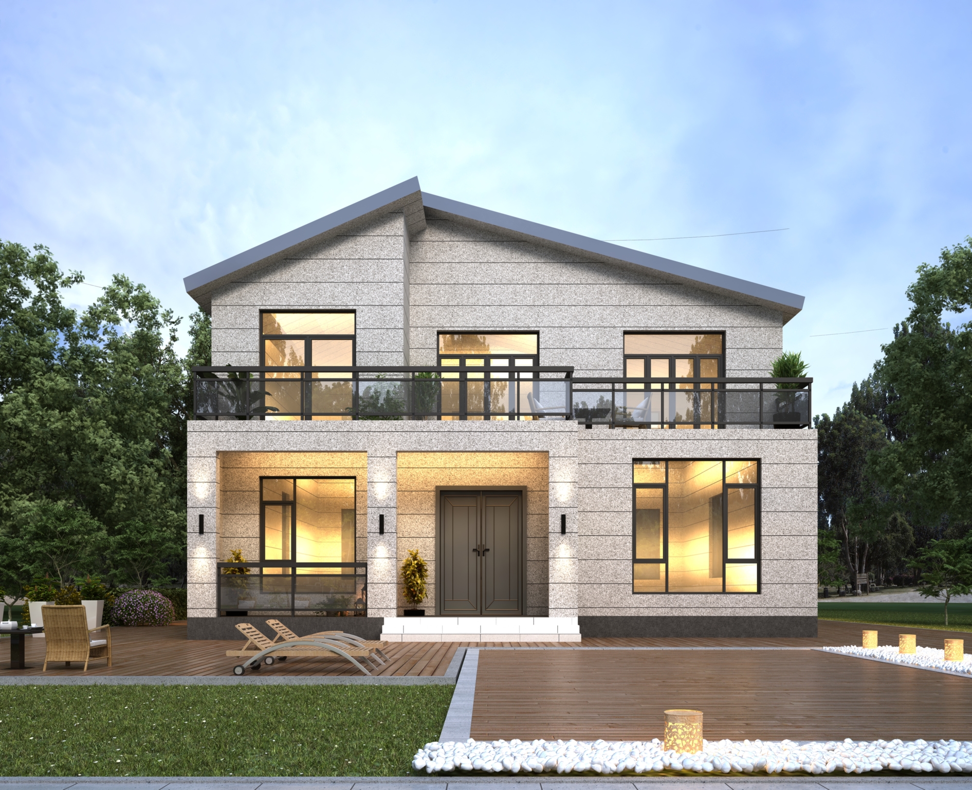 占地150平的现代二层住宅,六卧三卫布局合理舒适