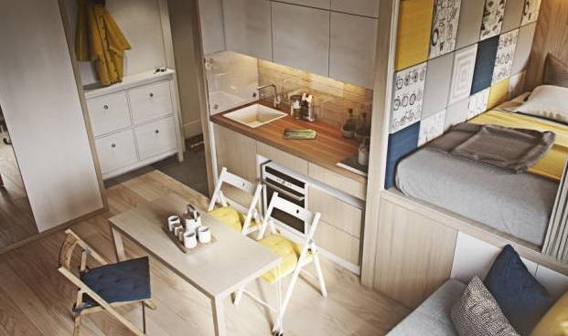 20平米超小户型,温馨又舒适,客厅硬挤出厨房和卧室,简直太牛了