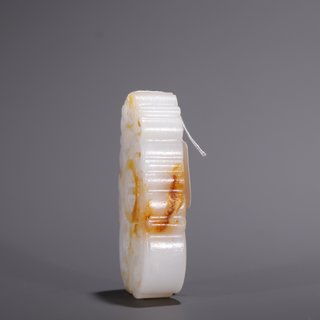 和田玉籽料|旧藏·和田玉籽料龙凤献寿挂件