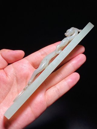 和田玉籽料|清 和田玉籽料 螭龙 镇尺 行有恒堂 纸镇 摆件