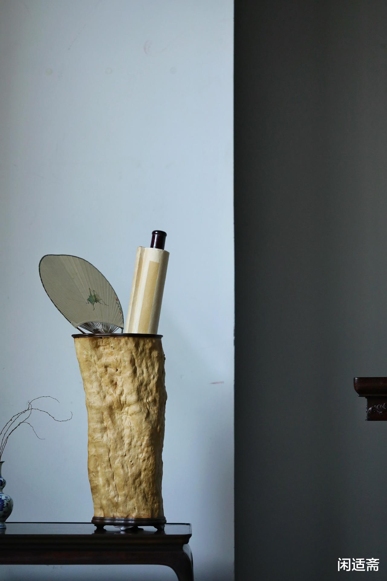 黄杨木|文房案头清供，小叶黄杨木，仿真雕刻画筒