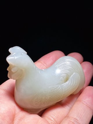 |清乾隆 和田玉籽料 白玉 玉鸡 挂件 把件