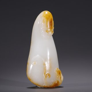 和田玉籽料|旧藏·和田玉籽料龙钩型原石雕