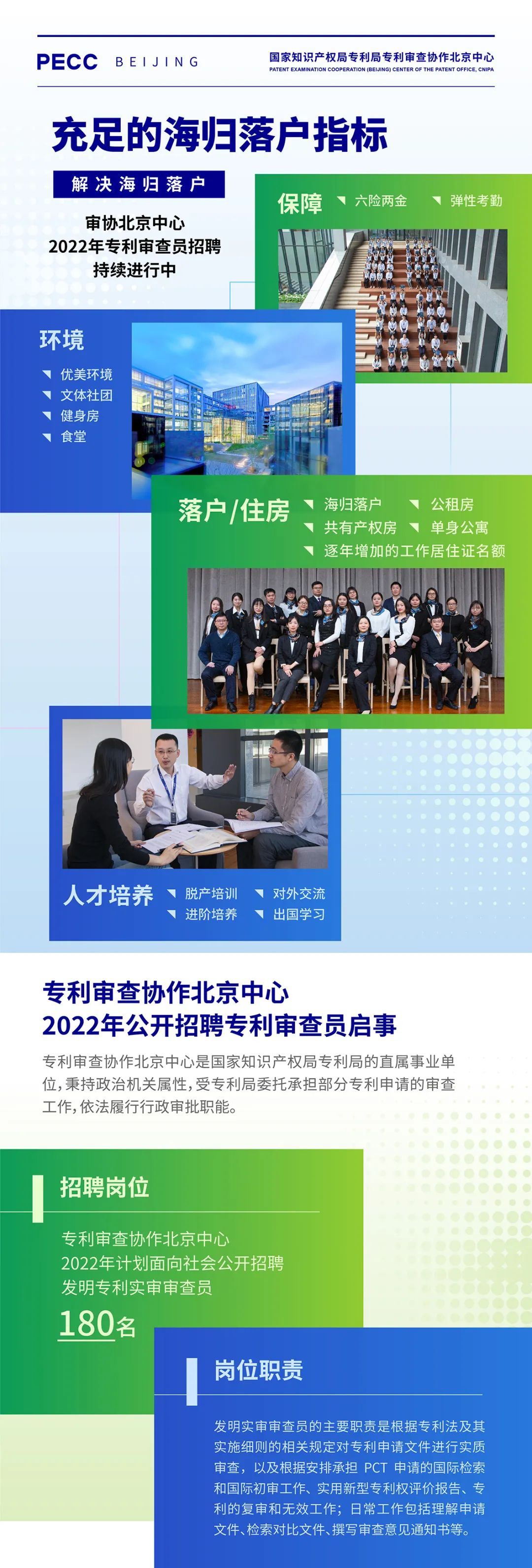 招聘|充足海归落户指标！专利审协北京中心2022年审查员招聘持续进行中