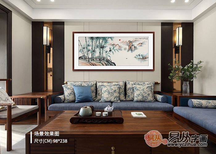 客厅壁画 山水国画来装饰 清新优雅来你家