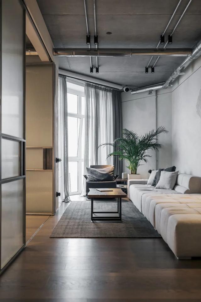100㎡简约工业风,粗犷朴素的高级灰,这样设计很美