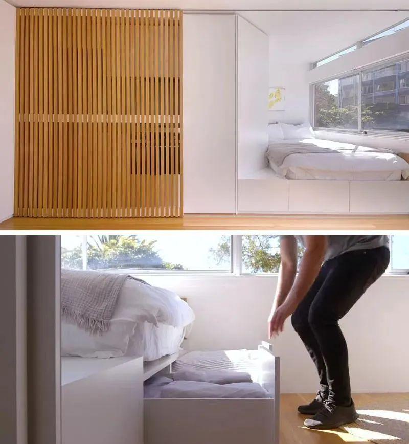 小卧室除了榻榻米,还有第2个选择,用壁橱床,收纳不少你分毫!
