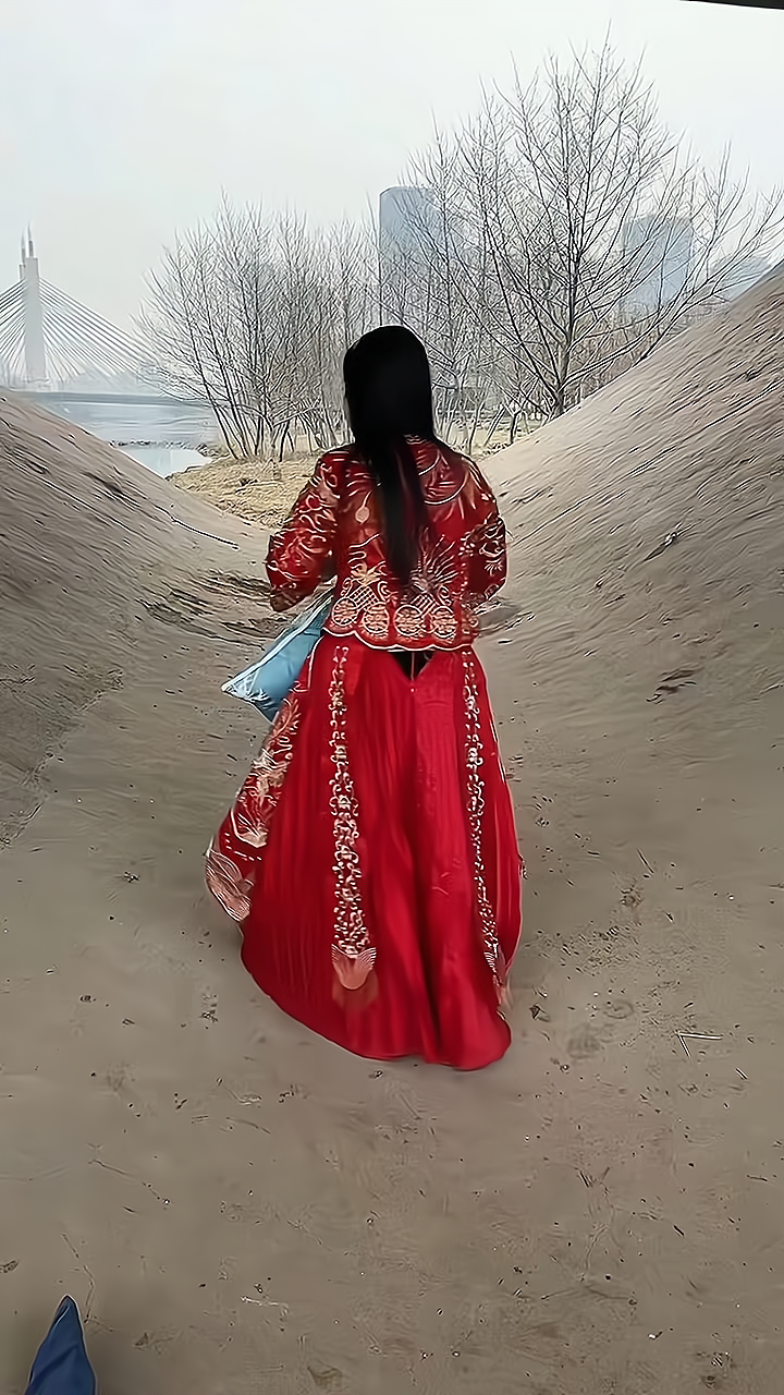 女子穿结婚礼服来桥洞里打地铺,男子上前沟通:跟我回家拜堂吧