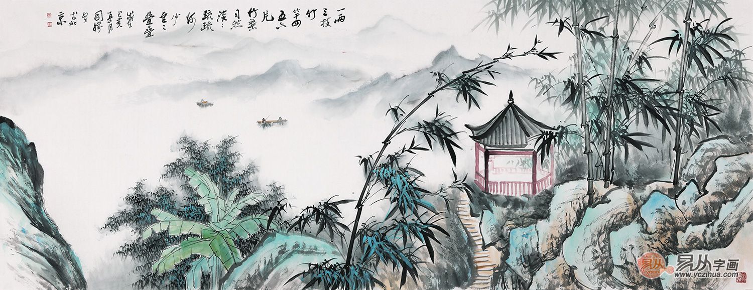 山水画|办公室壁画 墨韵典雅山水国画 为办公室营造高雅氛围