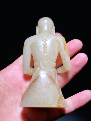 和田玉籽料|明 和田玉籽料 白玉 雪山大士 佛像 摆件