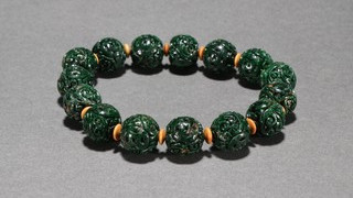 钱币|旧藏 干青翡翠钱币纹手串