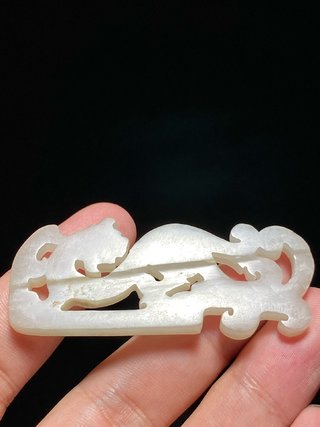 和田玉籽料|明以前 熟坑 和田玉籽料 白玉 螭龙珮