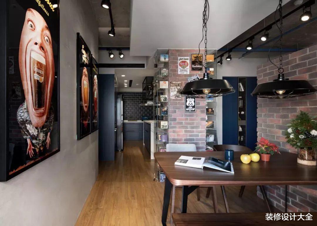 70㎡现代工业风,不吊顶+红砖墙,效果太漂亮了!
