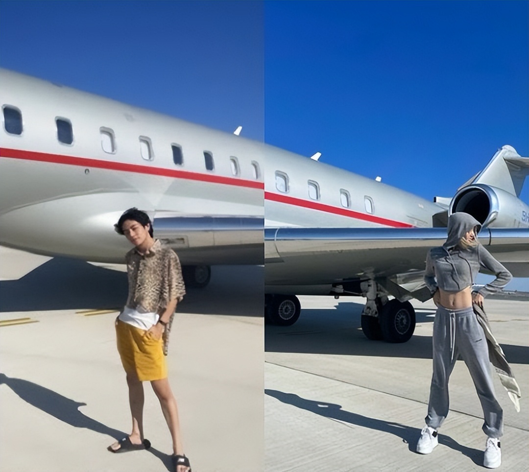 blackpink|防弹少年团V,Blackpink Lisa巴黎时装周,私人飞机前的认证照!