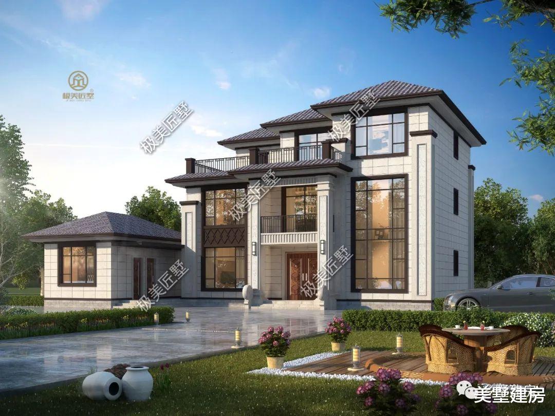 厨房设偏房,三层新中式你值得拥有,坐看庭前花开花落