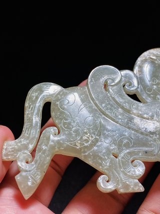 银元|明以前 和田玉籽料受沁 天马 玉珮 挂件