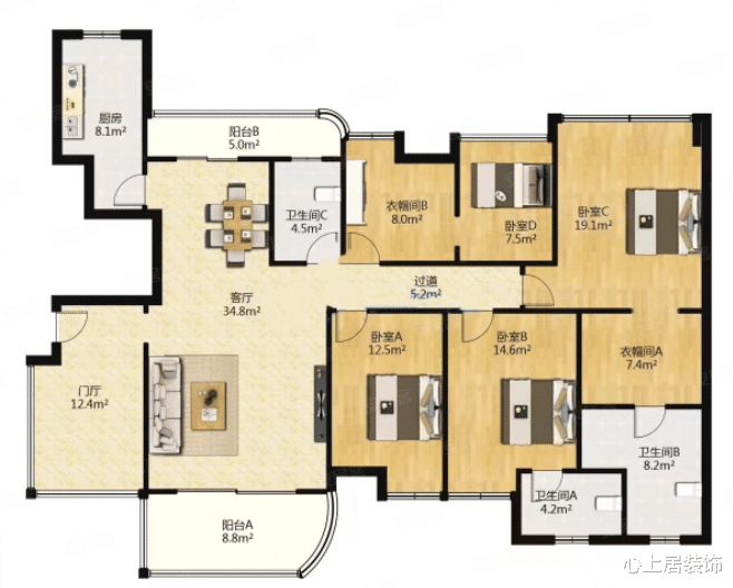 177㎡法式轻奢,光辉旧日奏响生活协作曲