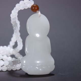和田玉籽料|旧藏-和田玉籽料净瓶观音挂坠