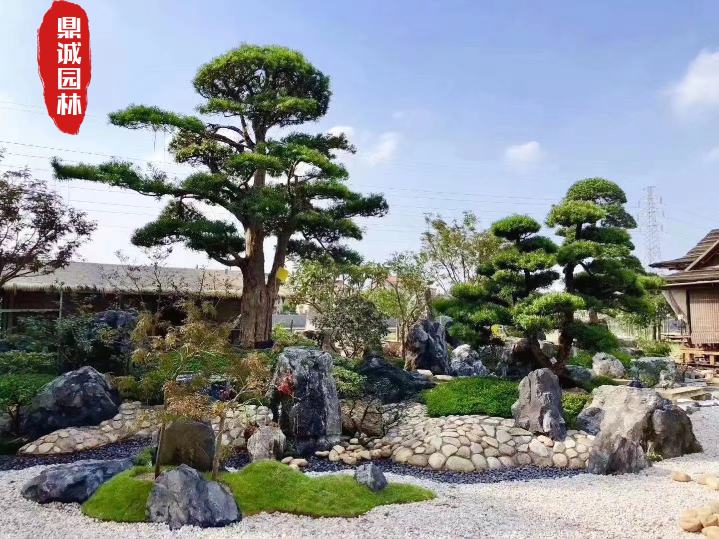 天然鹅卵石铺路与黑山石造景设计,打造禅意庭院!