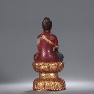 |清代-和田玉加彩释迦摩尼造像