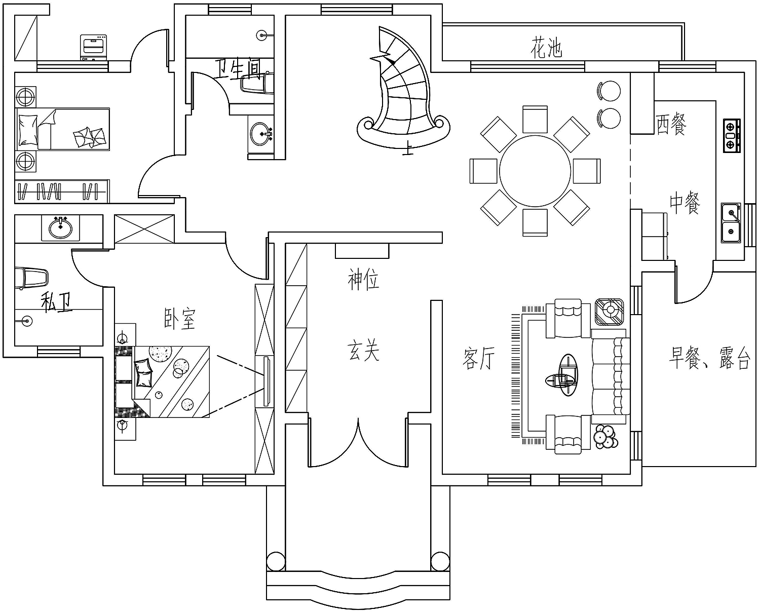 土建造价参考64.1万,面宽15.8m×进深12m 二层欧式风格别墅
