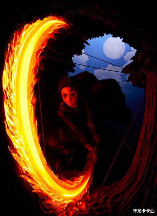 手办|鬼灭之刃:灶门炭治郎火之神神乐圆舞发光手办 没做成机箱可惜了