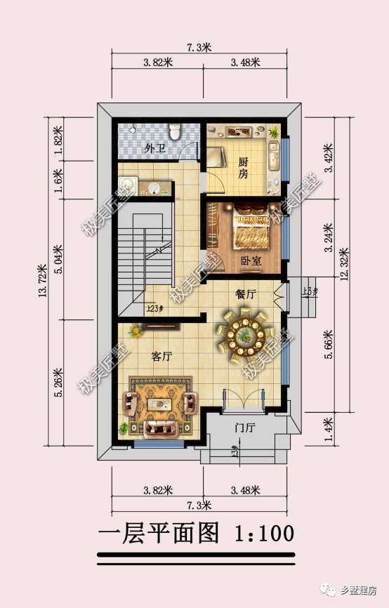 开间仅7.3米的自建房,外观简约大气,这个设计如何
