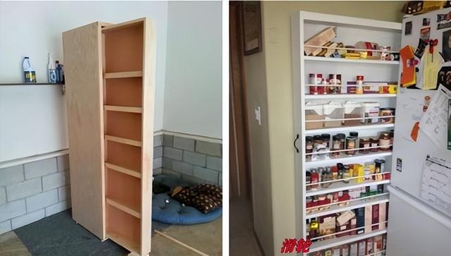 墙角空着可惜,灵机一动放个薄柜在这,10公分宽,功能性翻倍