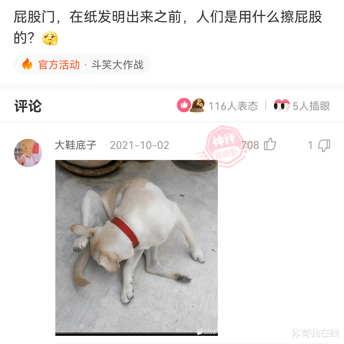 神回复 神回复：在纸发明之前，人们是用什么擦屁股的？