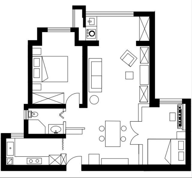 72平米的小户型，开放式的设计整出大户型的视觉感，设计师真厉害