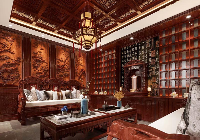 红木装修,繁复而不媚俗,传统中不失现代质感