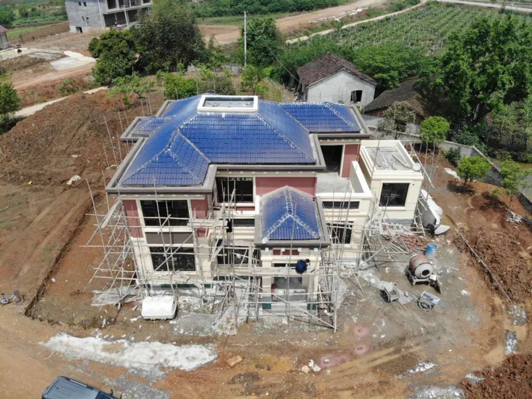 土建造价参考50.3万,面宽17.1m×进深11.7m 二层新中式风格别墅