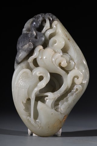 和田玉籽料|和田玉籽料 花鸟纹 摆件