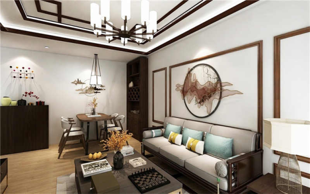 91㎡新中式装修效果图,两居室打造温馨小屋,真是美出新高度