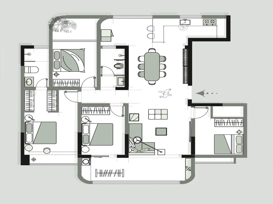 【鲁班装饰】曼城155㎡日式原木风格,木与白。