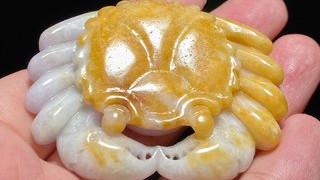 翡翠|清 老坑翡翠 黄翡 螃蟹 金钱蟹 把件 挂件
