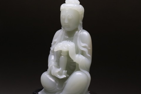 和田玉籽料|和田玉籽料“观音菩萨”座像