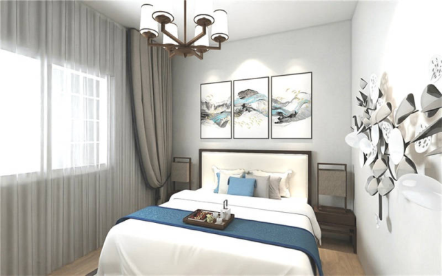 91㎡新中式装修效果图,两居室打造温馨小屋,真是美出新高度