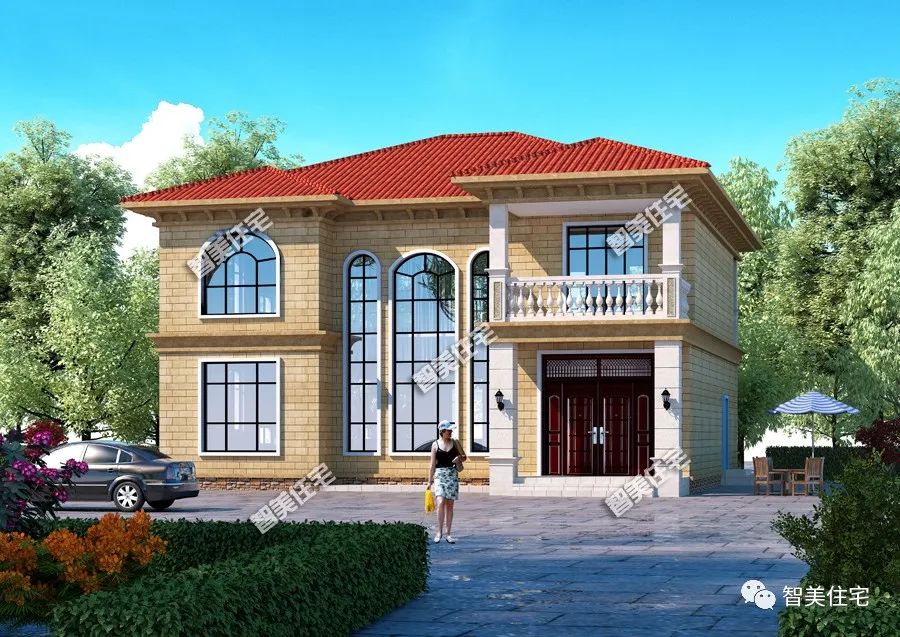 六栋带堂屋设计的简欧别墅,大门不居中放,都是农村建房的方向标